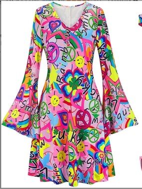 70s Hippie Dress women , Size Small costume,Vest,Sunglass Women Disco